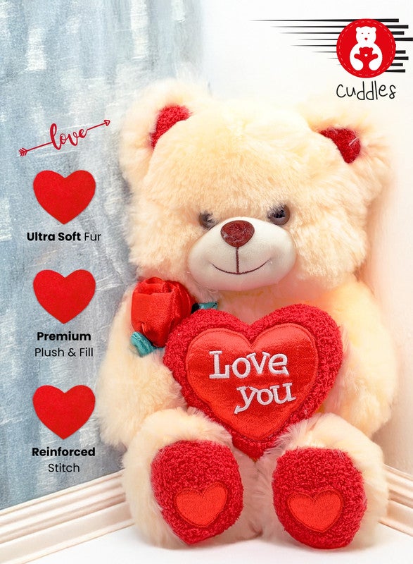 Cuddles Valentines Day Gifts for Him & Her,Teddy Bear with Love You Heart, 30cm Soft Stuffed Bear Plush Toy, Gifts for Girlfriend Boyfriend, White - Image 2